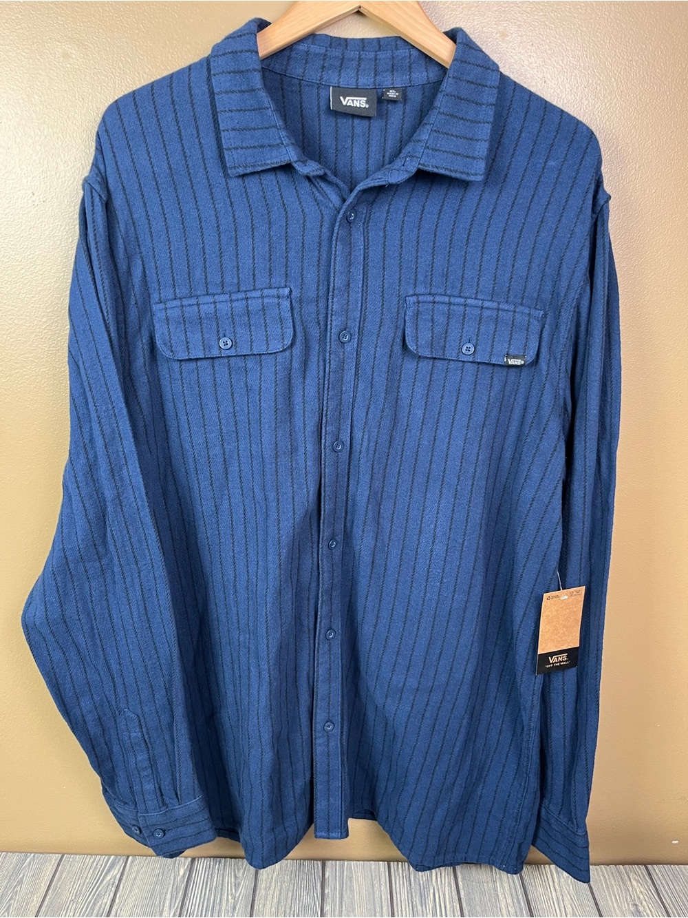NEW VANS Button Up Flannel Blue Men's XL